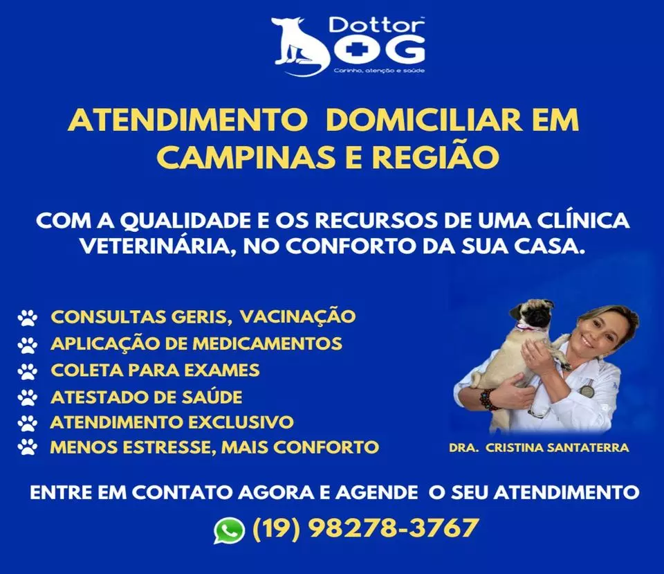 A equipe da Clínica Dottor Dog Campinas  -Sp , presta atendimento Veterinário a Domicílio, no conforto de seu lar !!